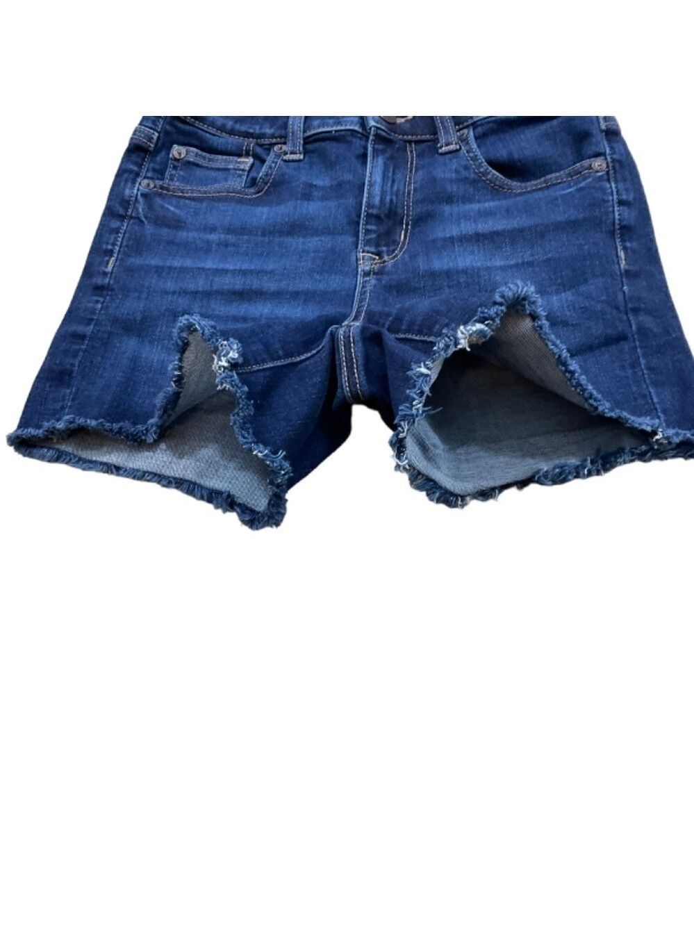 American Eagle Outfitters Hi-Rise Shortie Raw Hem 5 pocket Jean Shorts size 0 - Picture 3 of 10